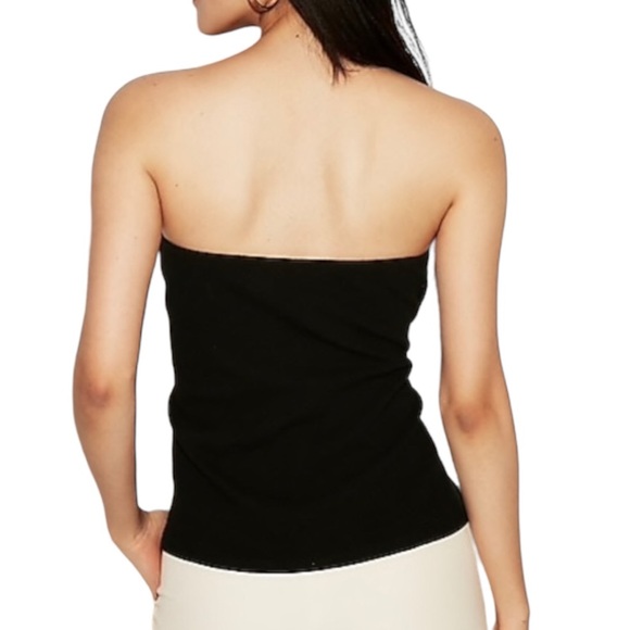 Express Black Strapless Tie Front Top Size Medium - Picture 2 of 6
